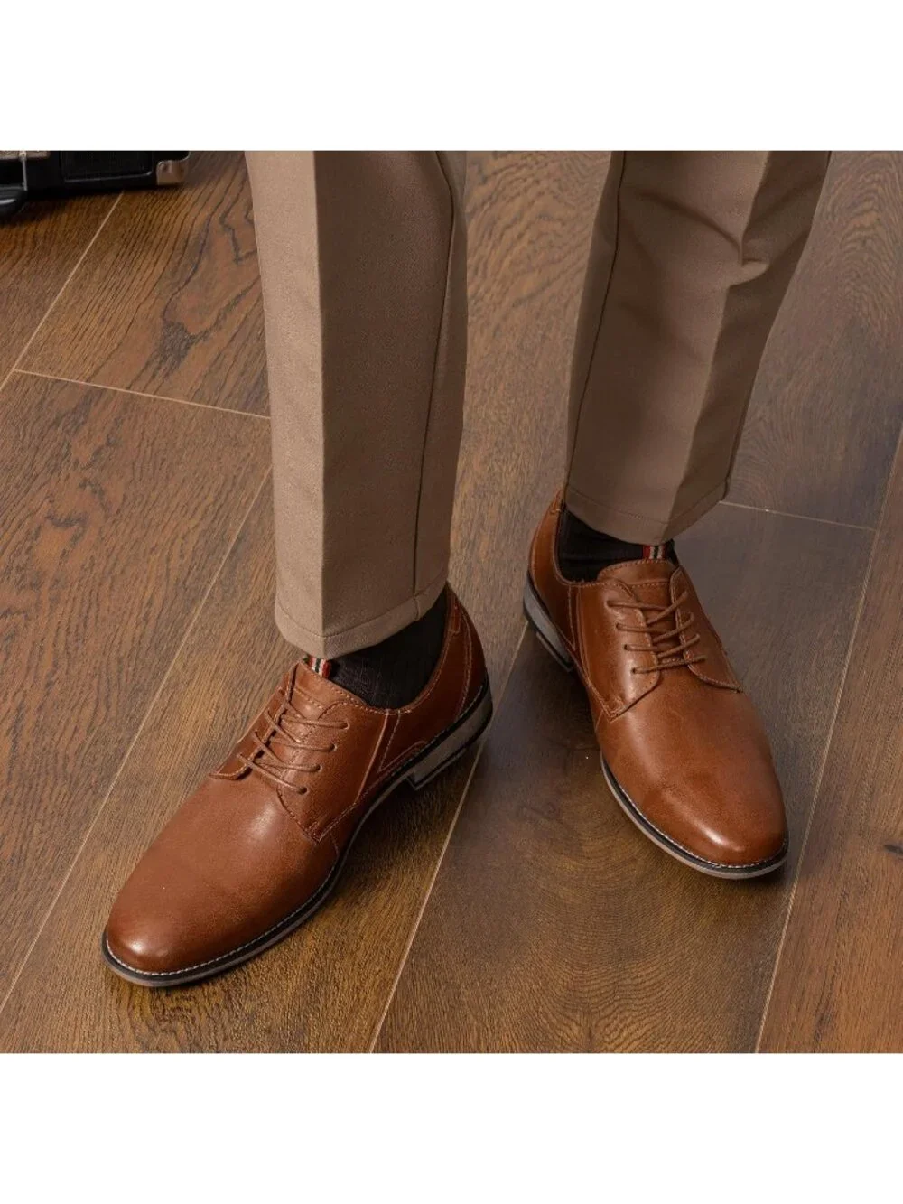 Men's Brown Leather Retro Plain Formal Dress Oxford Derby Causal Shoes